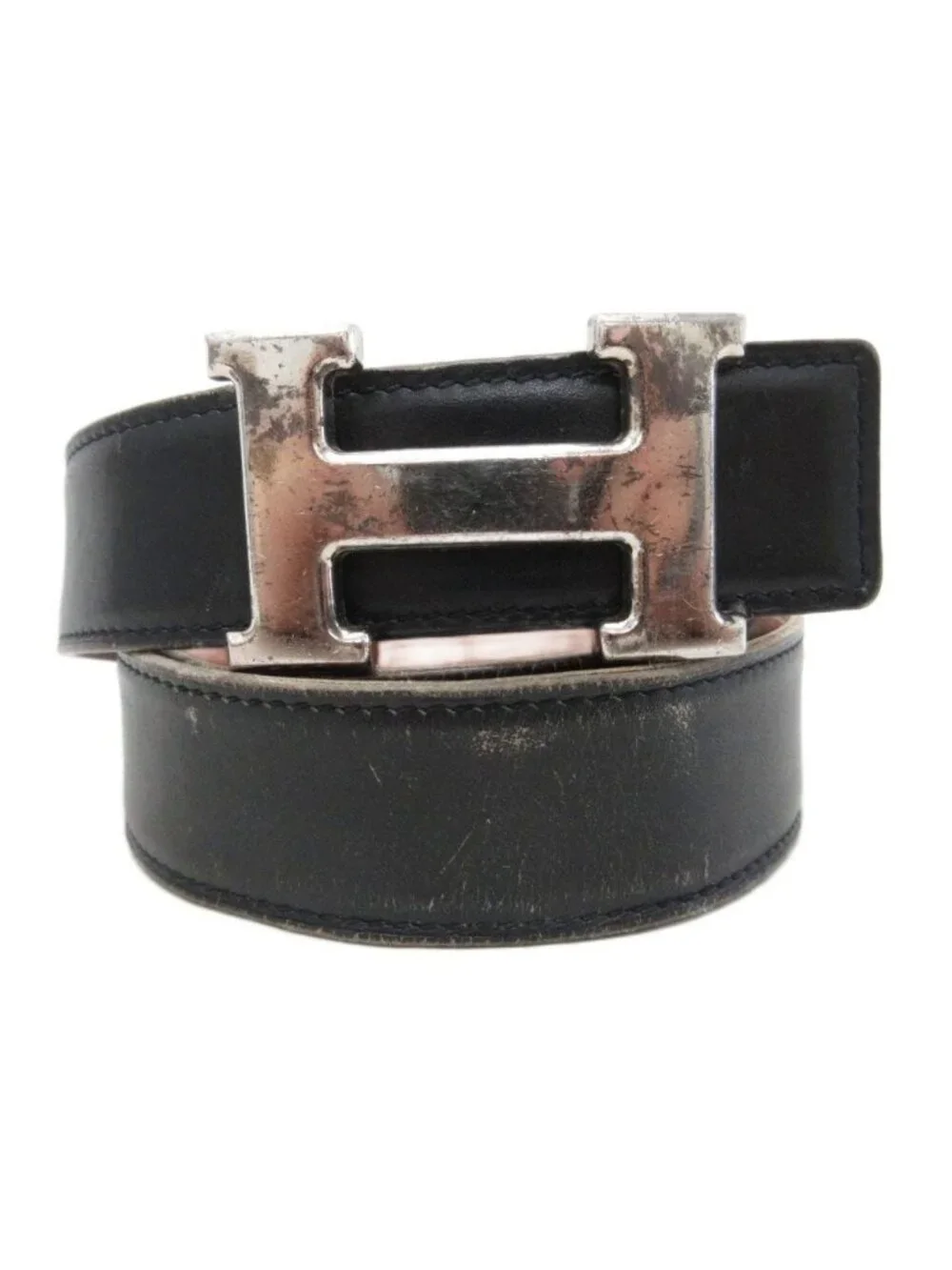 Hermes Constance H Logo Buckle Belt Leather 70 Black